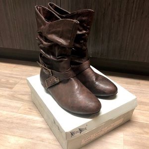 Brown Faux Leather Slouch Ankle Boot